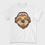 Sloth Animal With Earphones Headphones, Tricou Barbati (Unisex)