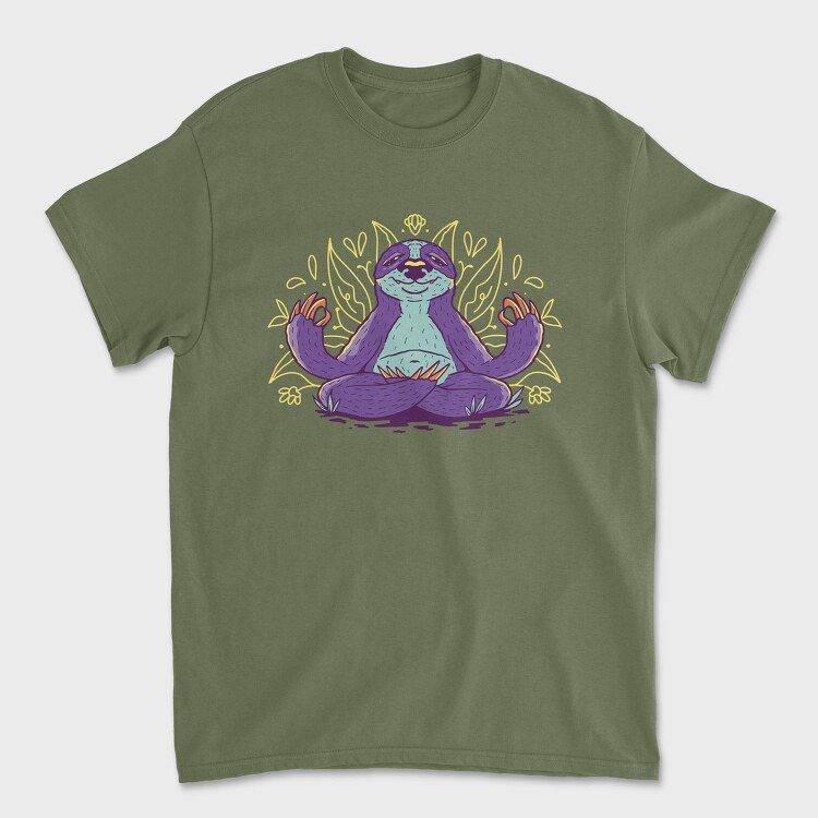 Sloth Doing Meditation Lotus Yoga Pose, Tricou Barbati (Unisex)