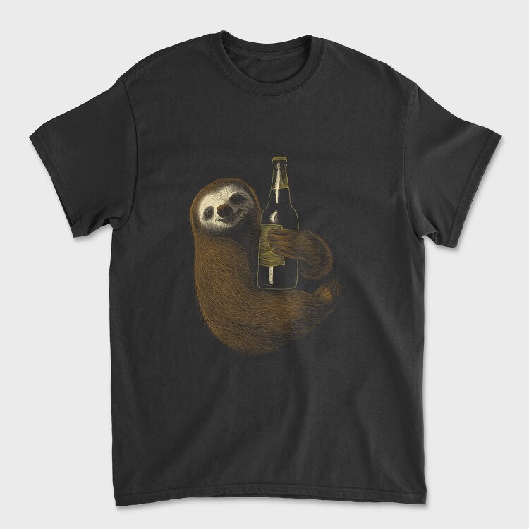 Sloth Hugging Beer, Tricou Barbati (Unisex)