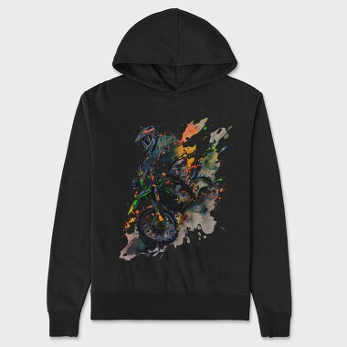 Motocross Watercolor, Hanorac Oversize Barbati (Unisex)