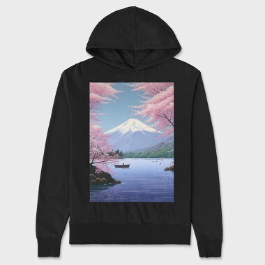Mount Fuji Japanese Landscape Poster, Hanorac Oversize Barbati (Unisex)