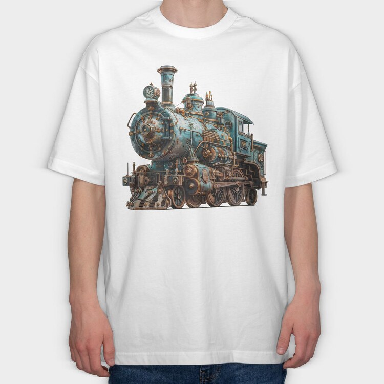 Steampunk Locomotive, Tricou Oversize Barbati (Unisex)