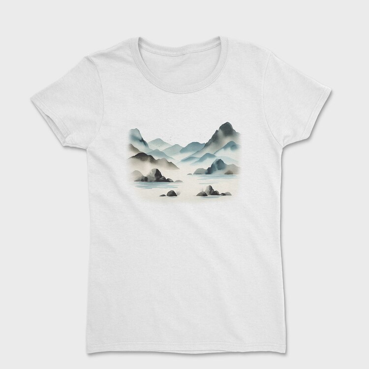Mountain Lake Watercolor Skyland, Tricou Femei