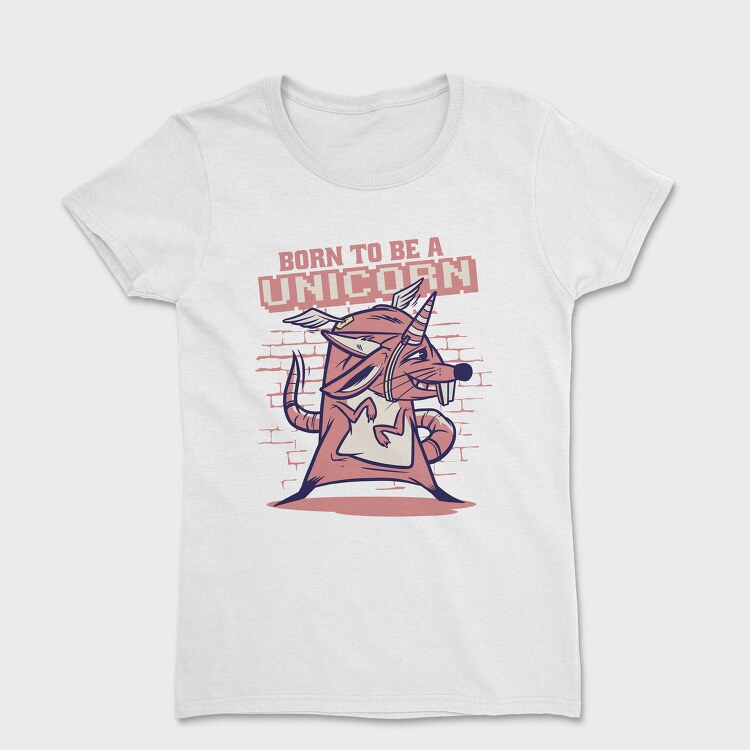 Mouse With Unicorn Horn And Wings, Tricou Femei