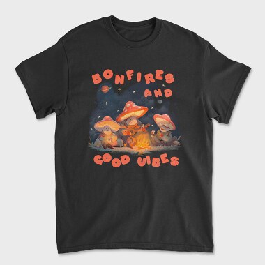 Mushroom Characters Bonfire Camping, Tricou Barbati (Unisex)