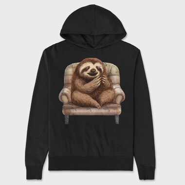 Sloth On A Chair Yawn, Hanorac Oversize Barbati (Unisex)