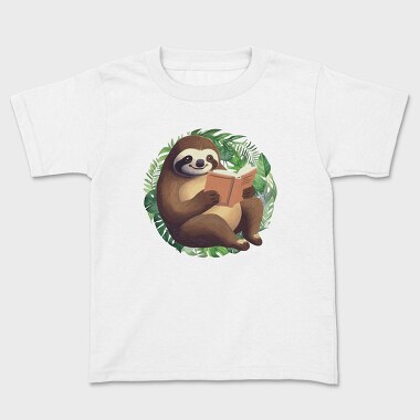 Sloth Reading Book, Tricou Copii