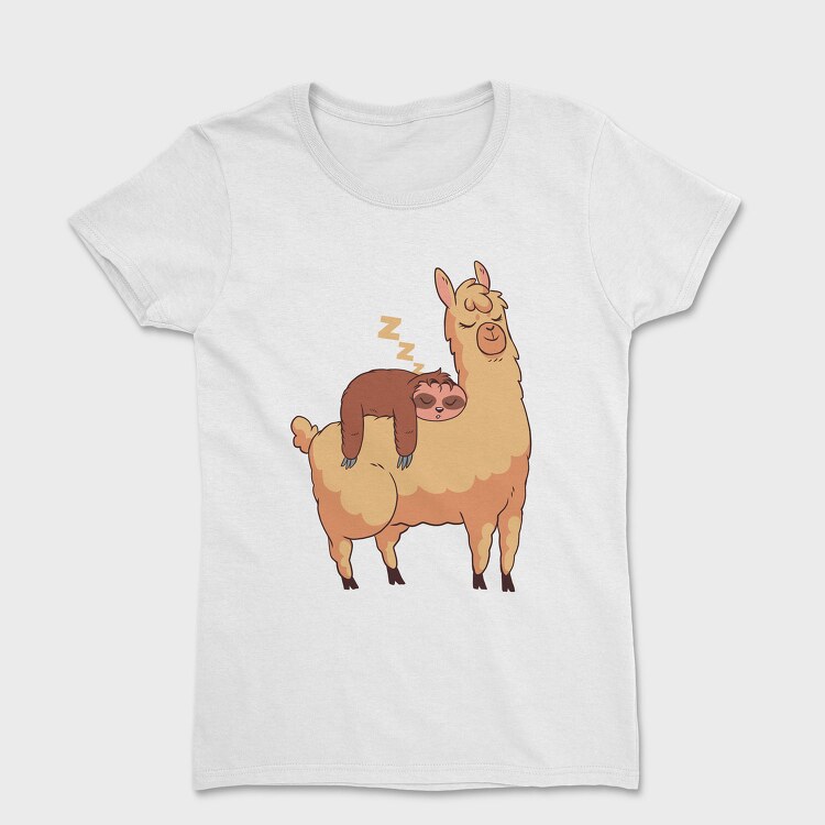 Sloth Riding Llama Sleeping, Tricou Femei