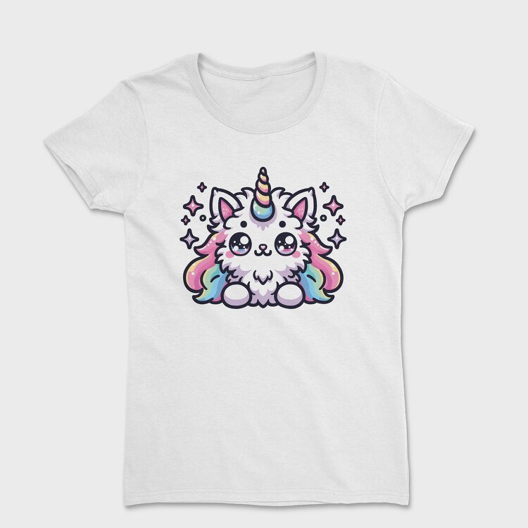 Unicorn Cat Kawaii Main Coon, Tricou Femei