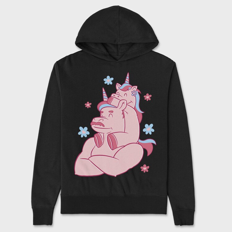 Unicorn Dad And Child Papa Unicorn, Hanorac Oversize Barbati (Unisex)