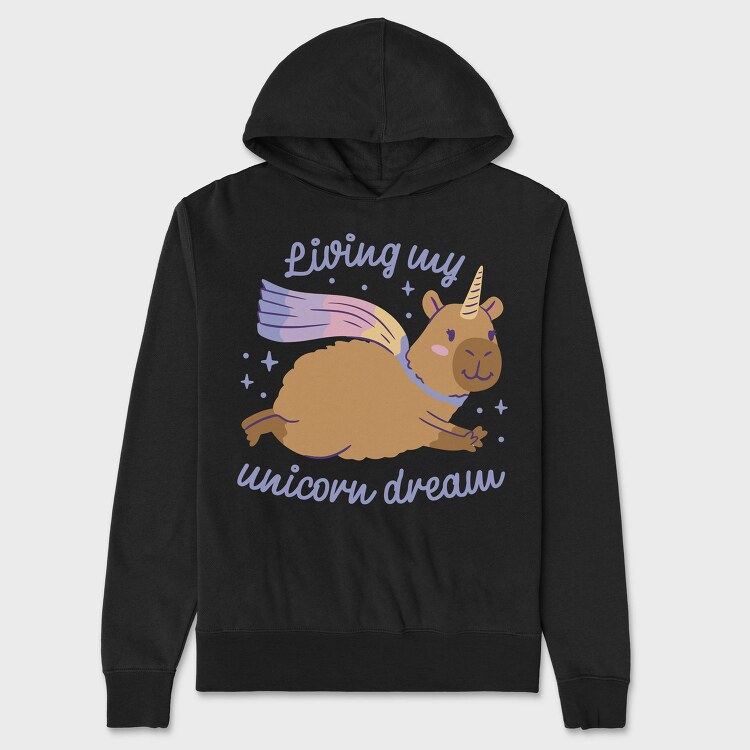 Unicorn Dream Capybara, Hanorac Oversize Barbati (Unisex)