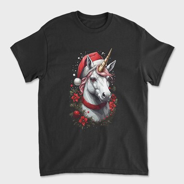 Unicorn With Christmas Hat, Tricou Barbati (Unisex)