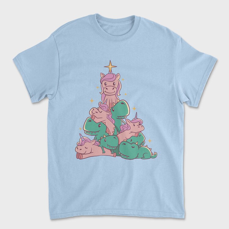 Unicorns And T Rex Christmas Tree, Tricou Barbati (Unisex)
