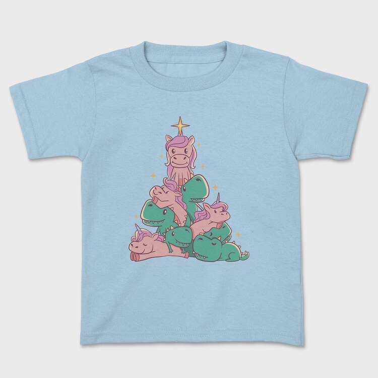 Unicorns And T Rex Christmas Tree, Tricou Copii