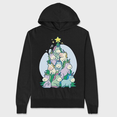 Unicorns Christmas Tree, Hanorac Oversize Barbati (Unisex)