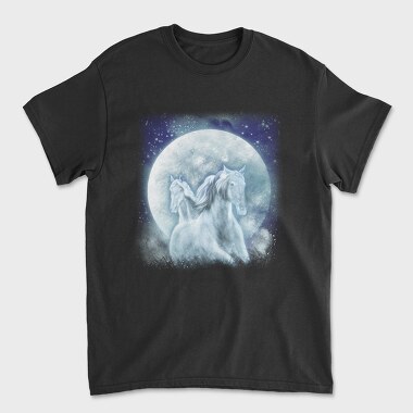 Mystic Horses Full Moon, Tricou Barbati (Unisex)