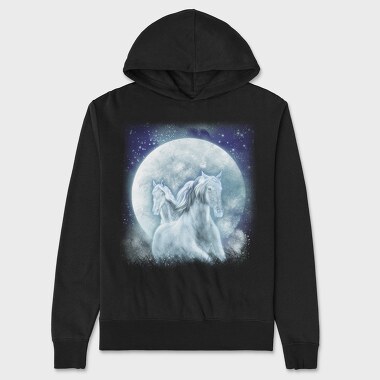 Mystic Horses Full Moon, Hanorac Oversize Barbati (Unisex)