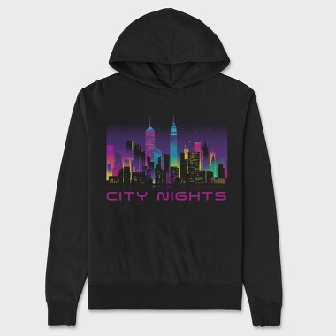 Neon City Skyline City Nights, Hanorac Oversize Barbati (Unisex)
