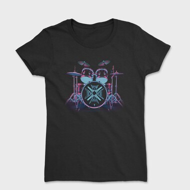 Neon Drum Set Drums, Tricou Femei