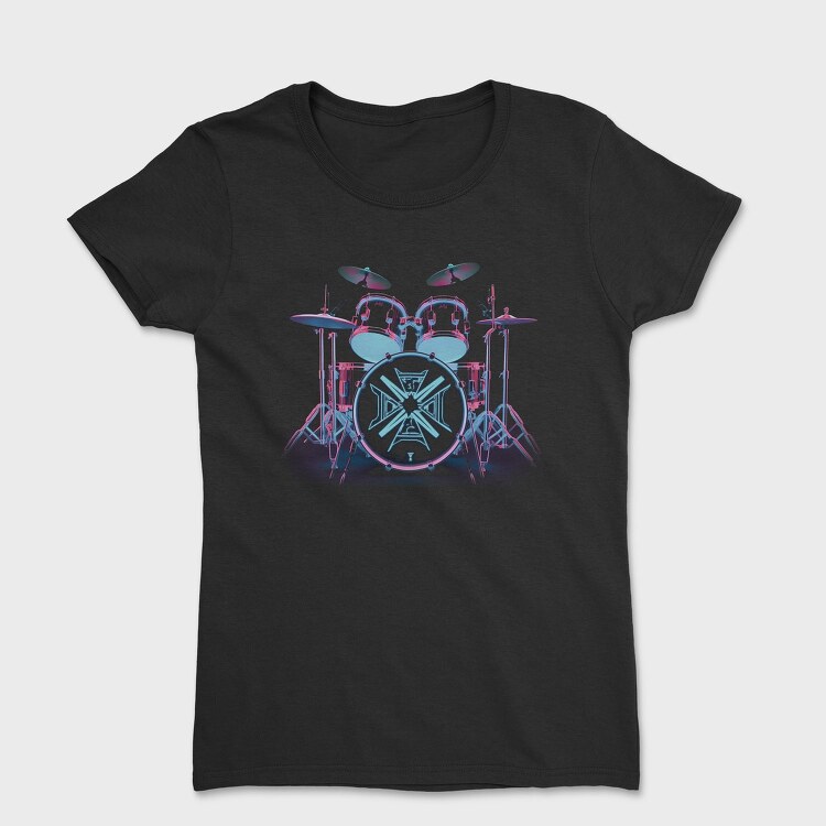 Neon Drum Set Drums, Tricou Femei