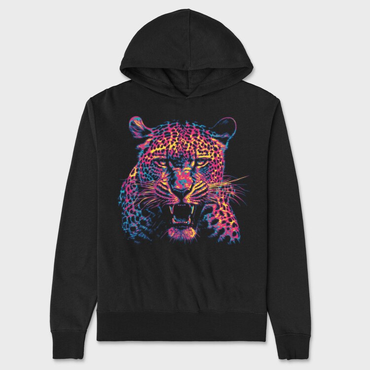 Neon Leopard Angry, Hanorac Oversize Barbati (Unisex)