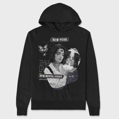 New Year Holiday Funny Collage, Hanorac Oversize Barbati (Unisex)