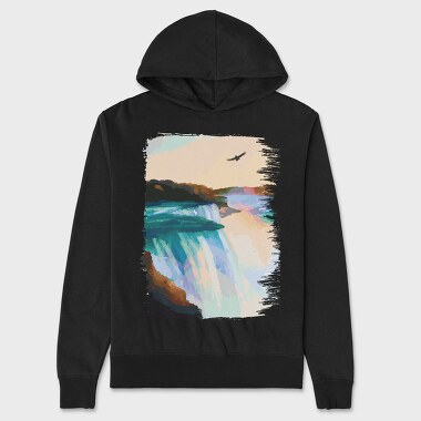 Niagara Falls Painting, Hanorac Oversize Barbati (Unisex)