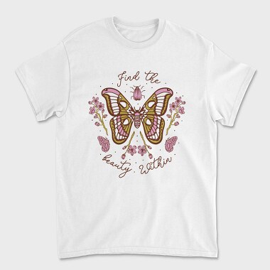 Pink Butterfly And Flowers Beauty Within, Tricou Barbati (Unisex)