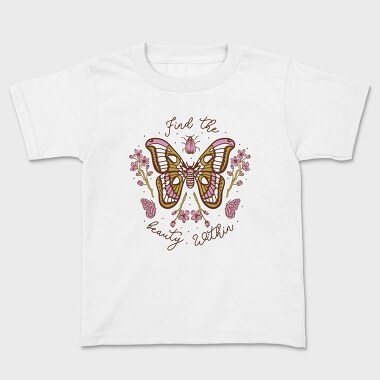 Pink Butterfly And Flowers Beauty Within, Tricou Copii