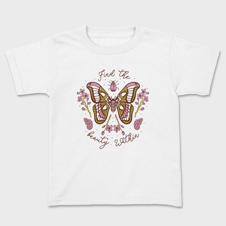 Pink Butterfly And Flowers Beauty Within, Tricou Copii