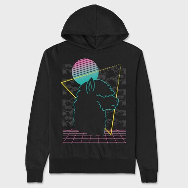 Vaporwave Alpaca Retro, Hanorac Oversize Barbati (Unisex)