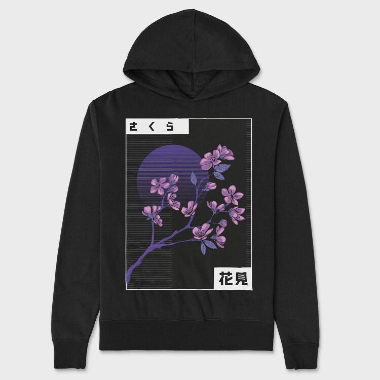 Vaporwave Cherry Blossom, Hanorac Oversize Barbati (Unisex)