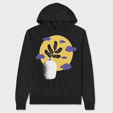 Vase With Plant Nature Flat Clouds, Hanorac Oversize Barbati (Unisex)