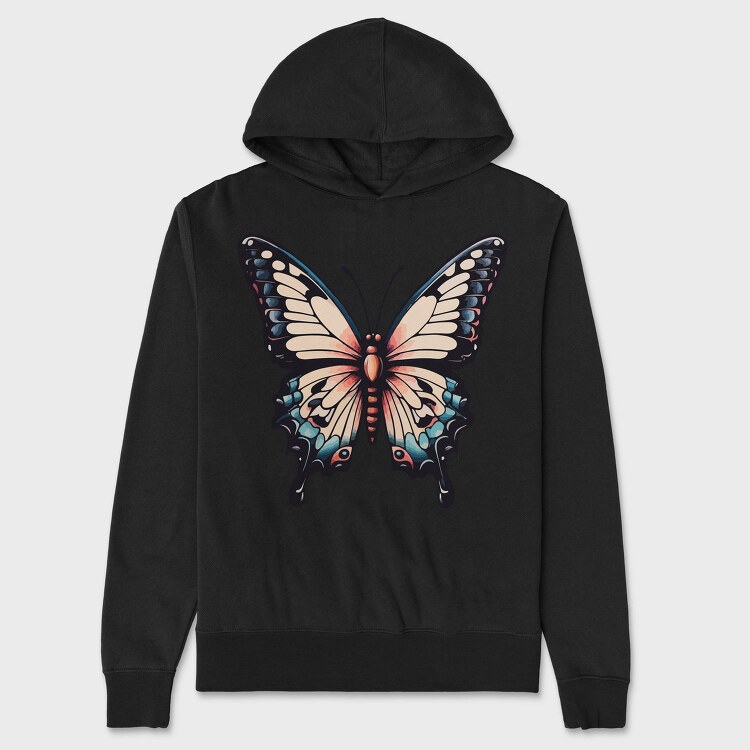 Vibrant Traditional Butterfly, Hanorac Oversize Barbati (Unisex)