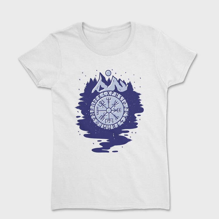 Viking Compass Symbol Mountain, Tricou Femei
