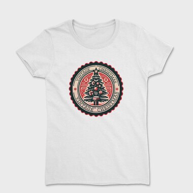 Vintage Christmas Tree Emblem, Tricou Femei