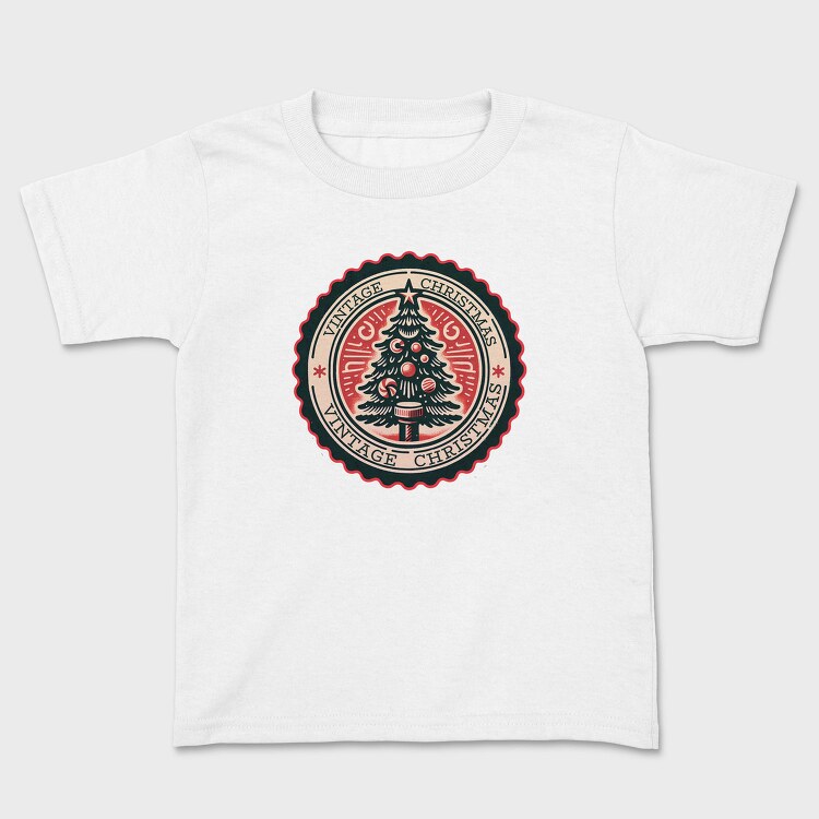 Vintage Christmas Tree Emblem, Tricou Copii