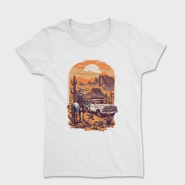 Vintage Cowboy And Truck, Tricou Femei