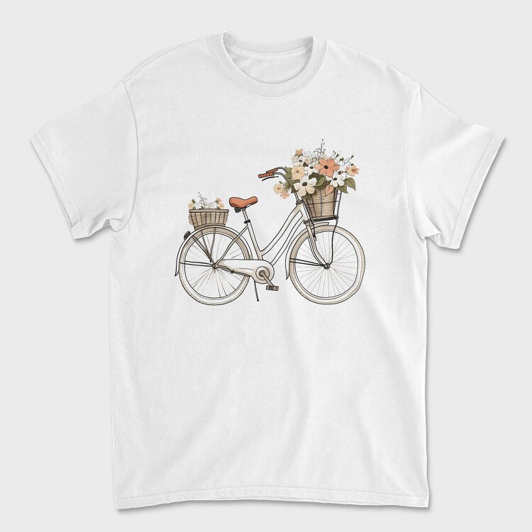Vintage Floral Bicycle, Tricou Barbati (Unisex)
