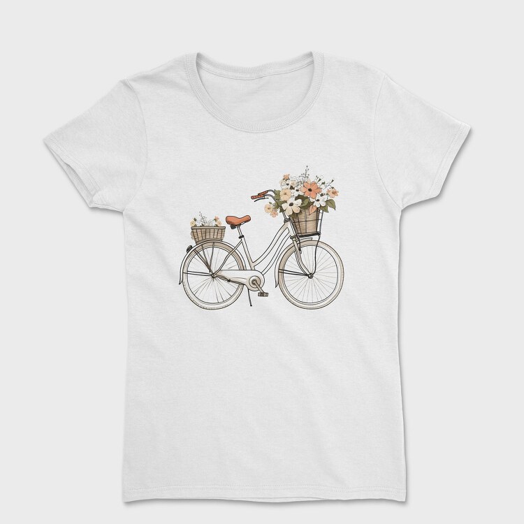 Vintage Floral Bicycle, Tricou Femei