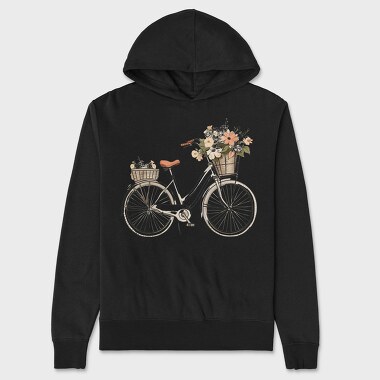Vintage Floral Bicycle, Hanorac Oversize Barbati (Unisex)