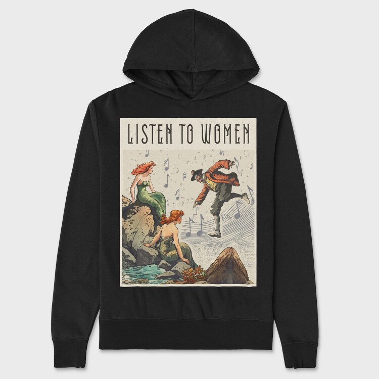 Vintage Mermaids And Pirate, Hanorac Oversize Barbati (Unisex)