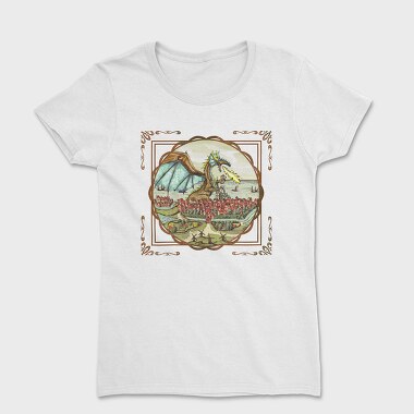 Vintage Painting Dragon Tote, Tricou Femei