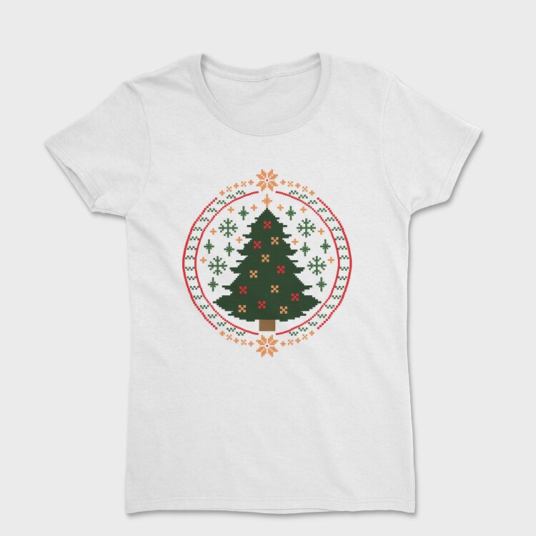 Pixelated Xmas Tree Ugly, Tricou Femei