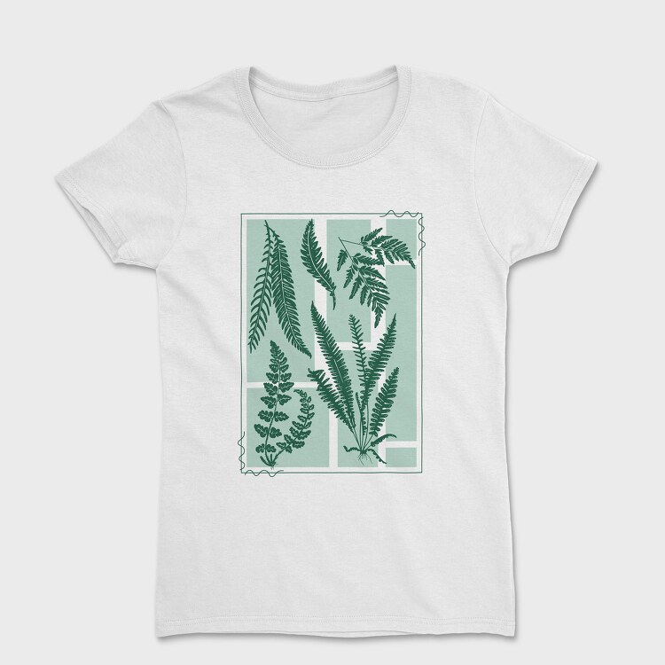 Plants And Fern Leaves Vintage, Tricou Femei