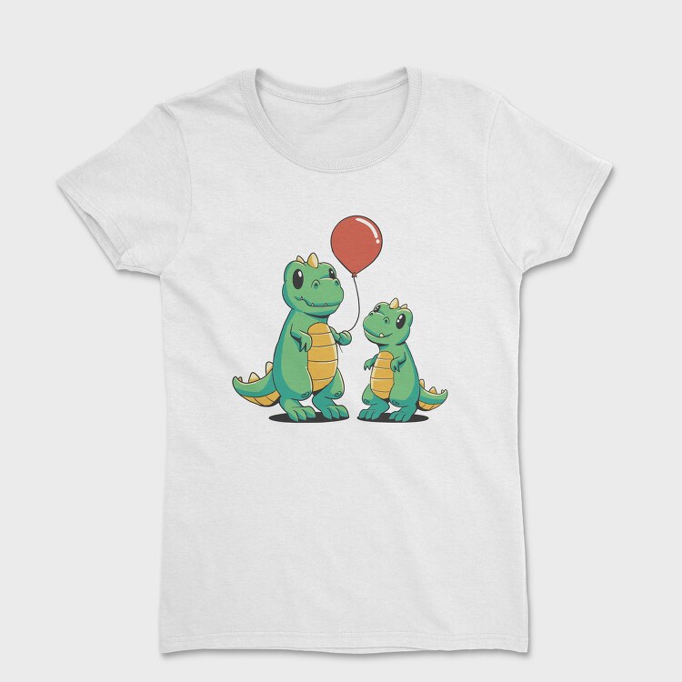 Playful Dinosaur Dinos Balloon Onesie, Tricou Femei