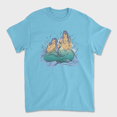 Plus Sized Mythological Two Mermaids, Tricou Barbati (Unisex)