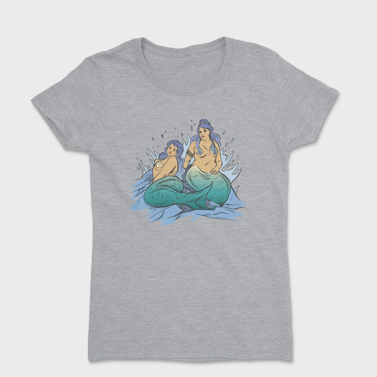Plus Sized Mythological Two Mermaids, Tricou Femei