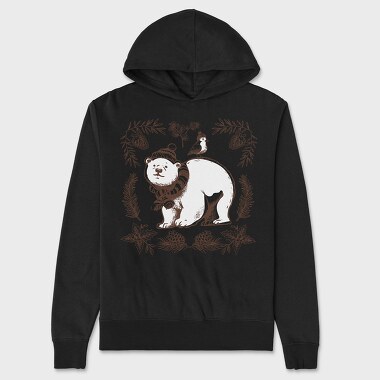 Polar Bear Animal Winter Throw Pillow, Hanorac Oversize Barbati (Unisex)