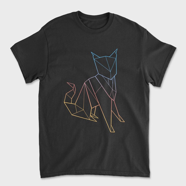 Polygonal Cat Rainbow Gradient, Tricou Barbati (Unisex)